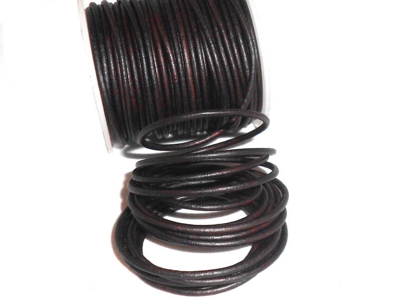 Cords Craft 1mm Round Leather Cord Genuine Leather String | Ideal for Jewelry Making Beading Necklaces Bracelets DIY Crafts | Dark Brown Distressed, Ample Length - Image 3